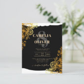 GOLD LACE Black All-in1 Wedding INVITE QR Code (Stehend Vorderseite)
