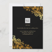 GOLD LACE Black All-in1 Wedding Save the Date Einladung (Rückseite)