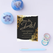 GOLD LACE Black All-in1 Wedding Save the Date Flyer (Einzeln)