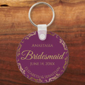 Gold Lace Bridesmaid Wedding Gift Cassis Lila Schlüsselanhänger (Vorderseite)