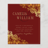 Gold Lace Burgundy Wedding Einladungen Flyer (Vorne)
