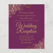 Gold Lace Cassis Wedding Reception BUDGET Einladun (Vorderseite)