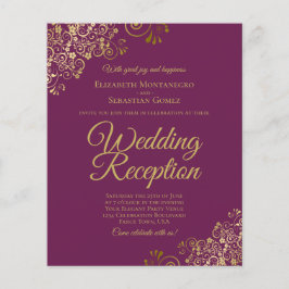 Gold Lace Cassis Wedding Reception BUDGET Einladun