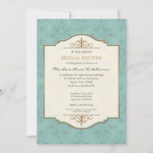 Gold & Lace Classic Formal Elegantes Brautparty Einladung (Vorderseite)