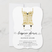 Gold Lace Corset Bridal Lingerie Dusche Einladung (Vorderseite)