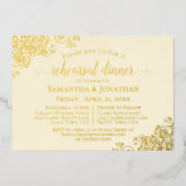 Gold Lace Elegante Cream Wedding Probe Dinner Folieneinladung (Vorderseite)