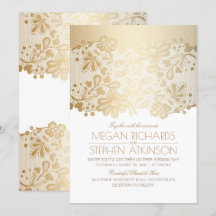 Gold Lace Elegante Vintag White Wedding