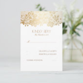 Gold Lace Elegante Wedding RSVP Cards Karte (Stehend Vorderseite)