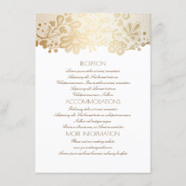 Gold Lace Elegante White Wedding Information Begleitkarte