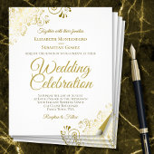 Gold Lace Elegantes White PAPER Hochzeit Einladend Flyer