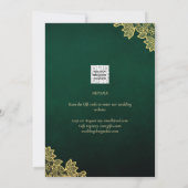 Gold Lace Emerald Green All-in-1 Wedding Einladung (Rückseite)