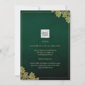 Gold Lace Emerald Green All-in-1 Wedding Einladung (Rückseite)