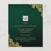 Gold Lace Emerald Green All-in-1 Wedding Einladung Flyer (Hinten)