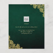Gold Lace Emerald Green All-in-1 Wedding Einladung Flyer (Hinten)