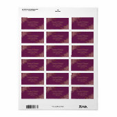Gold Lace Frills on Cassis Purple Wedding Address Adressaufkleber (Vorne)
