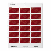 Gold Lace Frills on Red Elegant Wedding Address Adressaufkleber (Vorne)