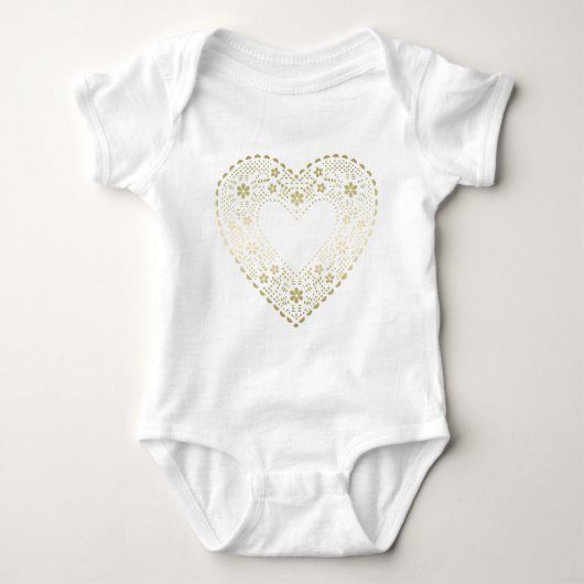 Gold Lace Heart Baby Strampler (Vorderseite)