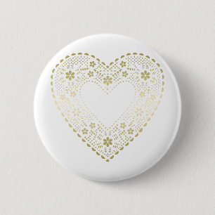 Gold Lace Heart Button