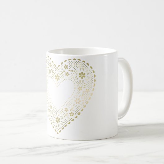 Gold Lace Heart Kaffeetasse (VorderseiteRechts)