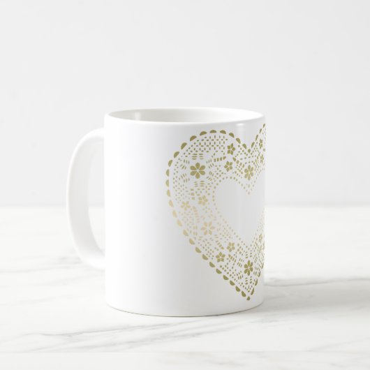 Gold Lace Heart Kaffeetasse (Vorderseite Links)