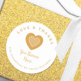 Gold Lace Heart Love & Thanks Supporting Business Runder Aufkleber