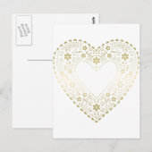 Gold Lace Heart Postkarte (Vorne/Hinten)