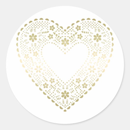 Gold Lace Heart Runder Aufkleber (Vorderseite)