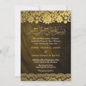 Gold Lace Islamic Wedding qr Code Einladung (Vorderseite)