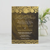 Gold Lace Islamic Wedding qr Code Einladung (Stehend Vorderseite)