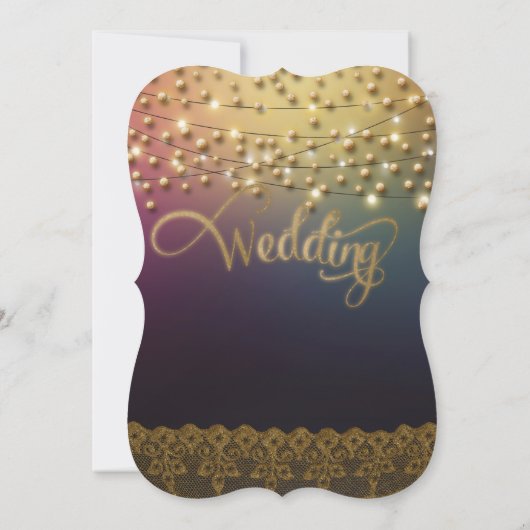 Gold Lace Lila unter den Stars Hochzeitseinladunge Einladung (Rückseite)