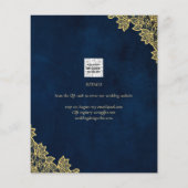 Gold Lace Navy Blue All-in-1 Wedding lädt QR Co. (Rückseite)