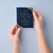 Gold Lace Navy Blue All-in-1 Wedding lädt QR Co. Flyer (Gruppe)
