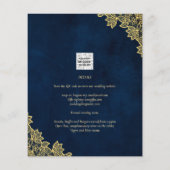 Gold Lace Navy Blue All-in-1 Wedding lädt QR Co. Flyer (Hinten)