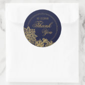 Gold Lace Navy Moderne Dankeschön Label Runder Aufkleber (Tasche)