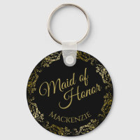 Gold Lace on Black Elegant Maid of Honor Wedding