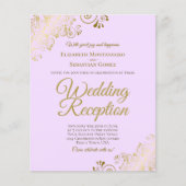 Gold Lace on Lilac Wedding Reception BUDGET Einlad (Vorderseite)