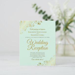 Gold Lace on Mint Wedding Reception BUDGET Einladu