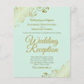 Gold Lace on Mint Wedding Reception BUDGET Einladu (Vorderseite)