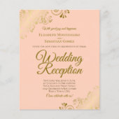 Gold Lace on Peach Wedding Reception BUDGET Einlad (Vorderseite)