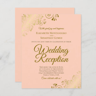 Gold Lace on Peach Wedding Reception BUDGET Einlad
