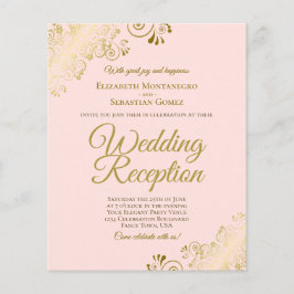 Gold Lace on Pink Wedding Reception BUDGET Einladu