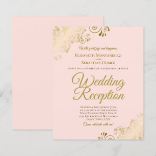Gold Lace on Pink Wedding Reception BUDGET Einladu