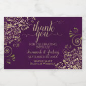 Gold Lace on Plum Lila Wedding Danke Mini Alkoholflaschenetikett (Einzelnes Label)