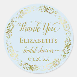 Gold Lace on Powder Blue Brautparty Vielen Dank Runder Aufkleber
