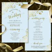 Gold Lace on Powder Blue Budget Wedding Programm