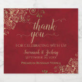 Gold Lace on Red Elegant Wedding Vielen Dank Alkoholflaschenetikett (Einzelnes Label)