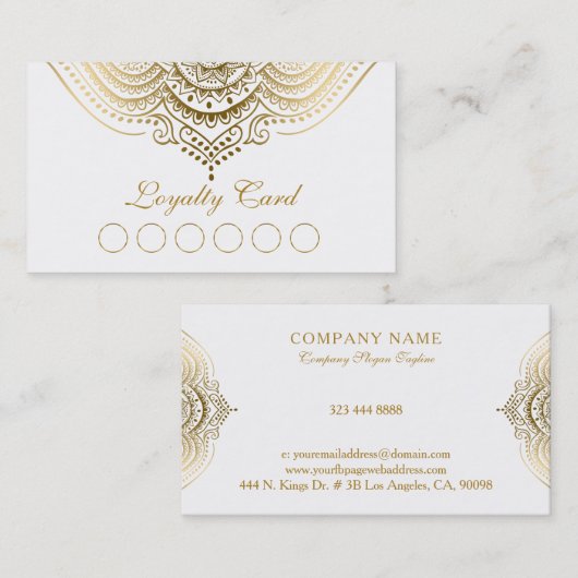 Gold Lace Paisley Mandala Treuekarte Visitenkarte (Vorne/Hinten)