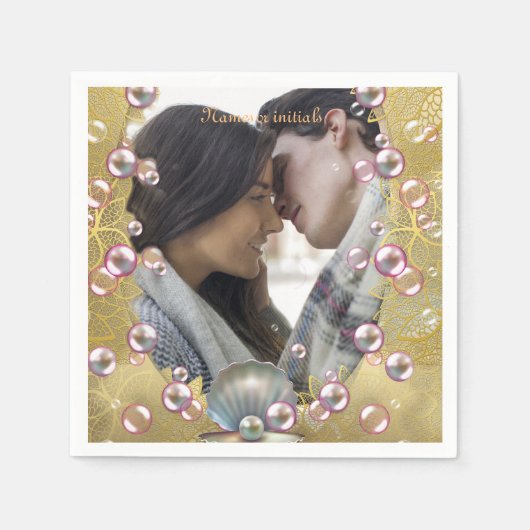 Gold Lace & Pearls Serviette (Vorderseite)