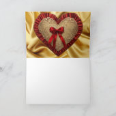 Gold Lace Red Ribbon Valentine's Day Heart Card Karte (Innenseite)