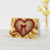 Gold Lace Red Ribbon Valentine's Day Heart Card Karte (Gelbe Blume)